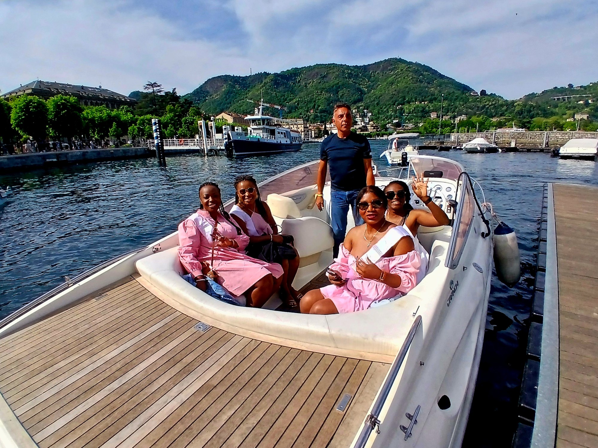 Bachelor party boat tour on Lake Como with group of friends